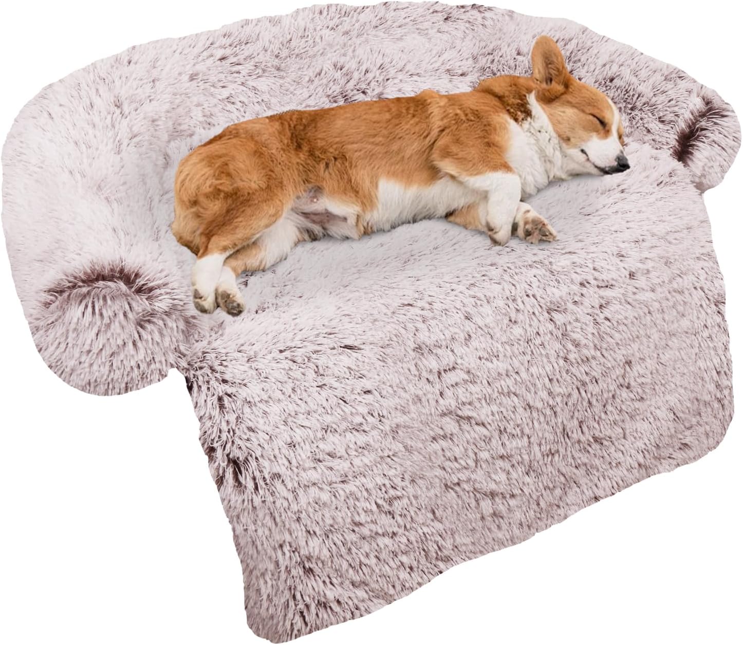 GGIB Cooling Dog Bed Mat with Bolster Pillow Washable Dog Couch Cover Breathable Summer Pet Couch Bed Protector Indoor(Large, Cooling Grey)