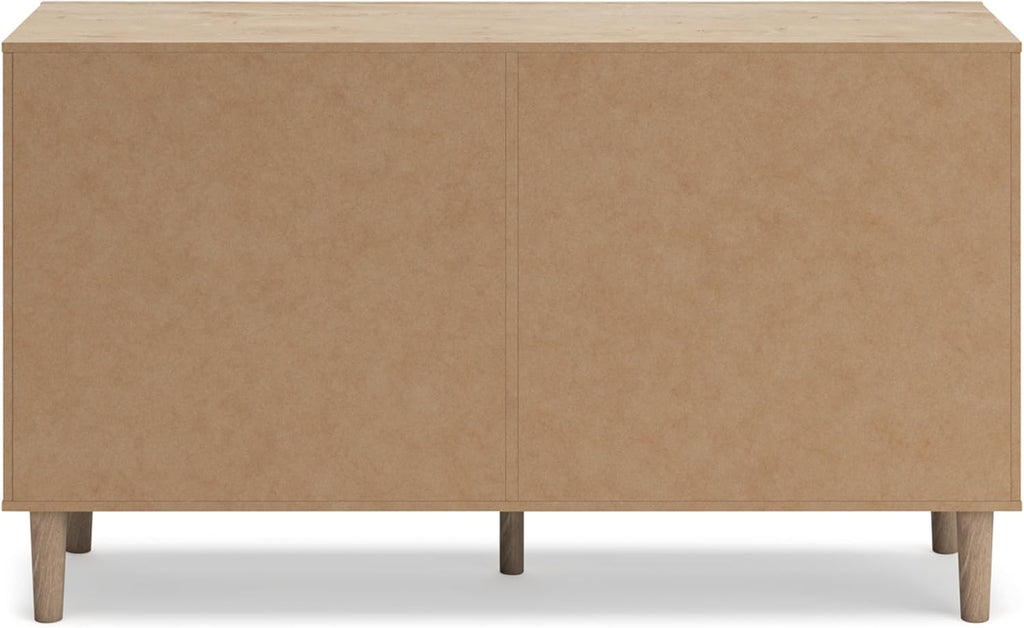 Signature Design by Ashley Cielden 6 Drawer Dresser, Quick 10-Minute Assembly, Textured Cane Details, Coastal Modern Bedroom Storage, Light Brown Two-Tone
