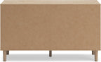 Signature Design by Ashley Cielden 6 Drawer Dresser, Quick 10-Minute Assembly, Textured Cane Details, Coastal Modern Bedroom Storage, Light Brown Two-Tone