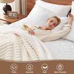Westinghouse Electric Blanket Queen Size, Super Cozy Luxury Faux Fur & Sherpa Heated Blanket with 10 Heating Levels & 1-12 Hours Auto Off, Fast Heating Blanket, Machine Washable, 84x 90 Inch, Beige