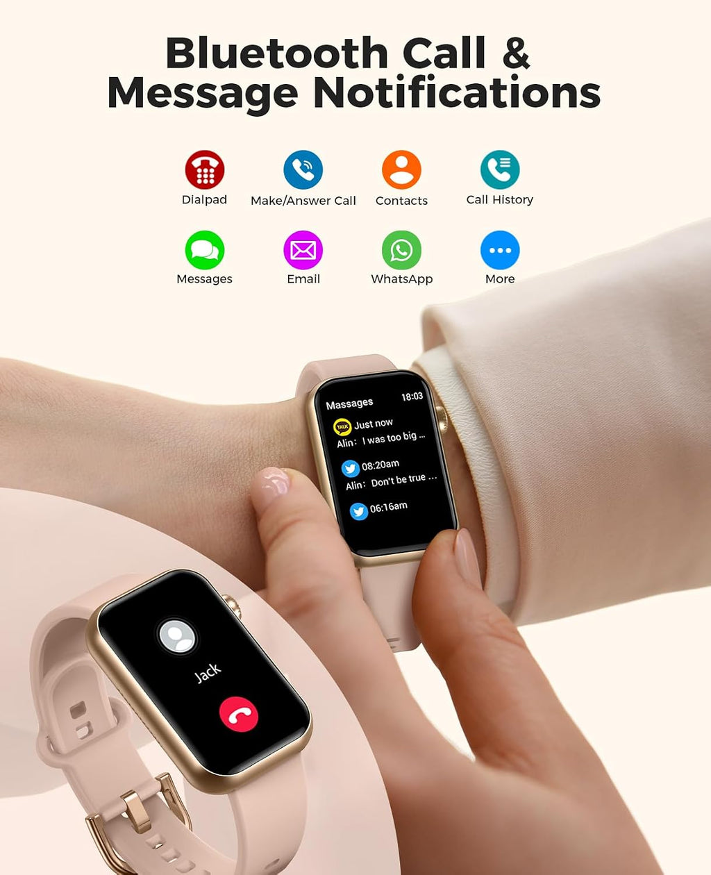 Smart Watch Fitness Tracker (Answer/Make Call), 24/7 Heart Rate Spo2 Blood Pressure Monitor Sleep Tracker, 114 Sports Modes Pedometer Calorie Step Tracker, Waterproof Activity Tracker for Women