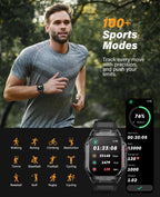SOUYIE Military Smart Watch for Men Answer/Make Call, 2.02" Outdoor Sport Smartwatch with Flashlight, Heart Rate Blood oxygen Blood Pressure Sleep, 100+ Sport Modes Fitness Tracker for Android and iOS