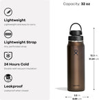 Hydro Flask Lightweight Wide Flex Chug Cap - Insulated Stainless Steel Water Bottle 32 Oz Quartz