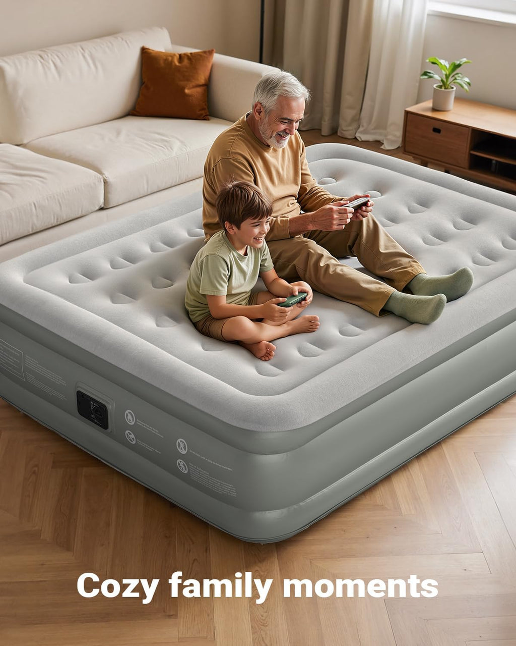 iDOO Air Mattress Queen with Built in Pump, 18 Raised Comfort Inflatable Blow up Mattress, Upgraded Support Structure Portable Air Bed for Guests and Home, Colchon Inflable, 650 lbs Max