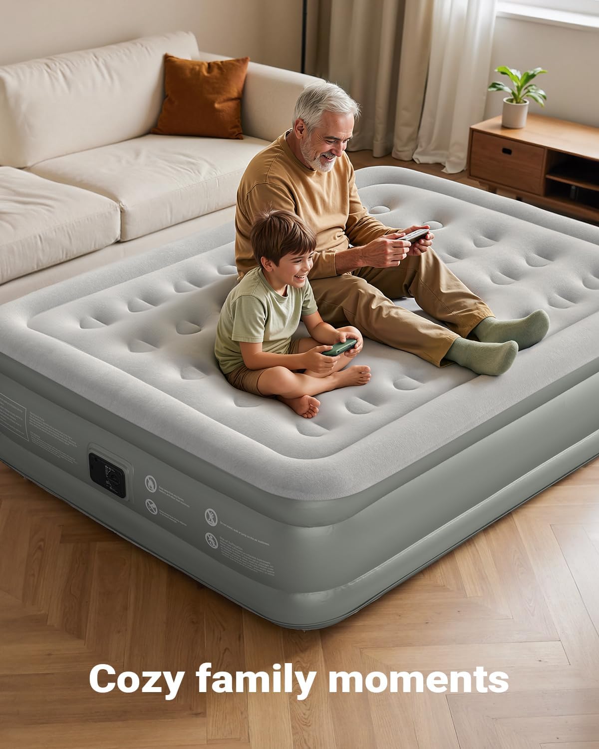 iDOO Air Mattress Queen with Built in Pump, 18 Raised Comfort Inflatable Blow up Mattress, Upgraded Support Structure Portable Air Bed for Guests and Home, Colchon Inflable, 650 lbs Max