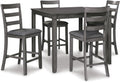 Signature Design by Ashley Bridson 5-Piece Counter Height Dining Table Set, Space-Saving Square Design, Solid Wood, Engineered Wood, and Birch Veneer Construction, Gray