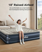 iDOO Cal King Air Mattress with Built in Pump, 18'' King Size Air Mattress for Home Guest, Upgraded Comfort Inflatable Blow up Mattress, 84'' Extra Long, Keep Feet from Dangling, Colchon Inflables