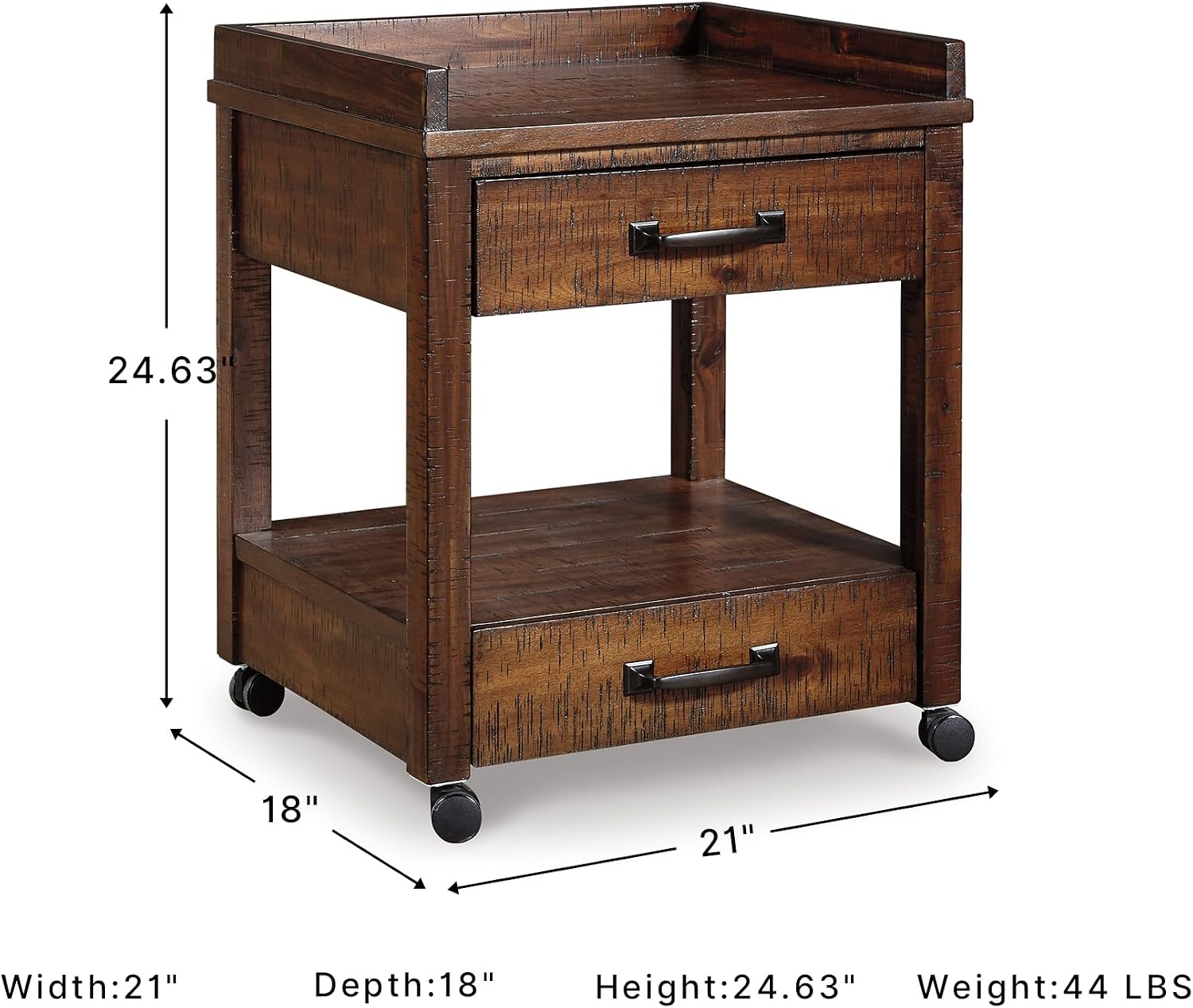 Signature Design by Ashley Baldridge Office Printer Stand, Storage, Electrical Outlets, USB Charing Ports, Wood, 21" W x 18" D x 24.63" H, Brown