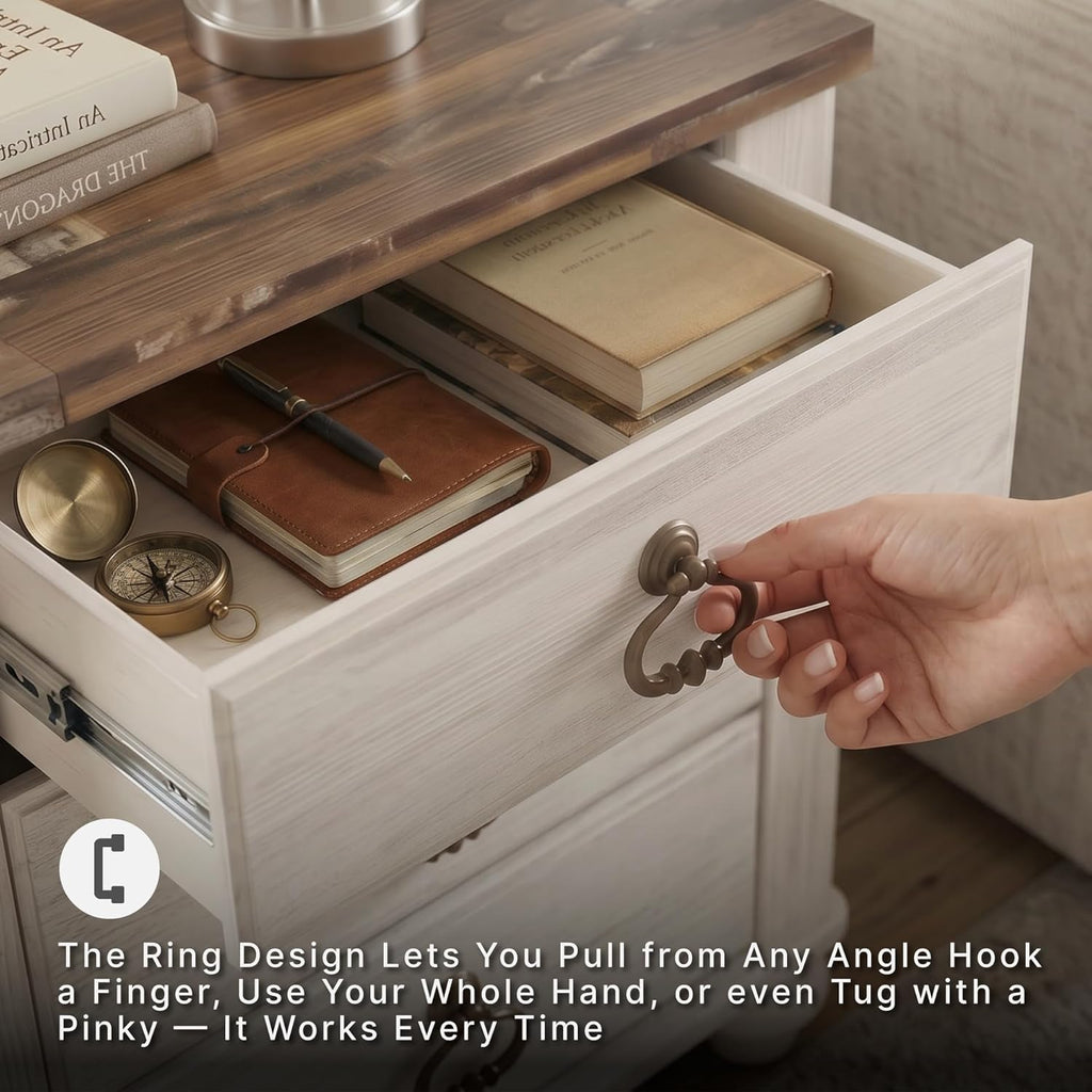 Signature Design by Ashley Willowton Farmhouse 2 Drawer Nightstand with USB Charging Ports, 25.67" Tall, Whitewash