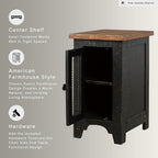 Signature Design by Ashley Valebeck Chairside End Table, Small Side Table with Storage Cabinet for Living Room Decor, Pine Veneers, Pine Wood, and Engineered Wood, Distressed Black/Brown