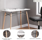 Signature Design by Ashley Jaspeni Industrial Home Office Desk, Painted White Top, Black Metal Framework, Wood, 36" W x 18" D x 29.75" H, White & Light Brown