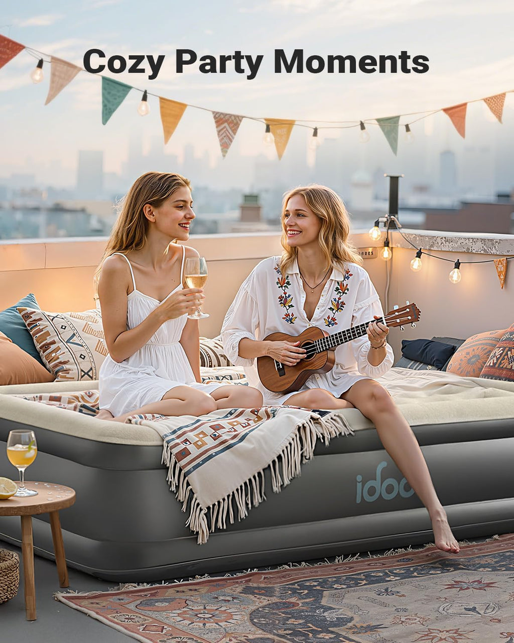 iDOO Air Mattress Queen with Built in Pump, 18 Raised Comfort Blow up Mattress, Inflatable Mattress for Home and Guest Bed, Upgraded Support Structure Portable Air Bed, Colchon Inflable, 650 lbs Max