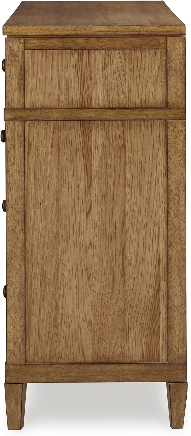 Signature Design by Ashley Sharlance Transitional 9-Drawer Dresser with Felt-Lined Top Drawers, Warm Brown