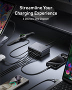 Anker Prime Charging Station, 200W 6-Port GaN Desktop Charger | Fast Charging USB C Charger for Multiple Devices, Compatible with iPhone, Galaxy, MacBook, Dell and More