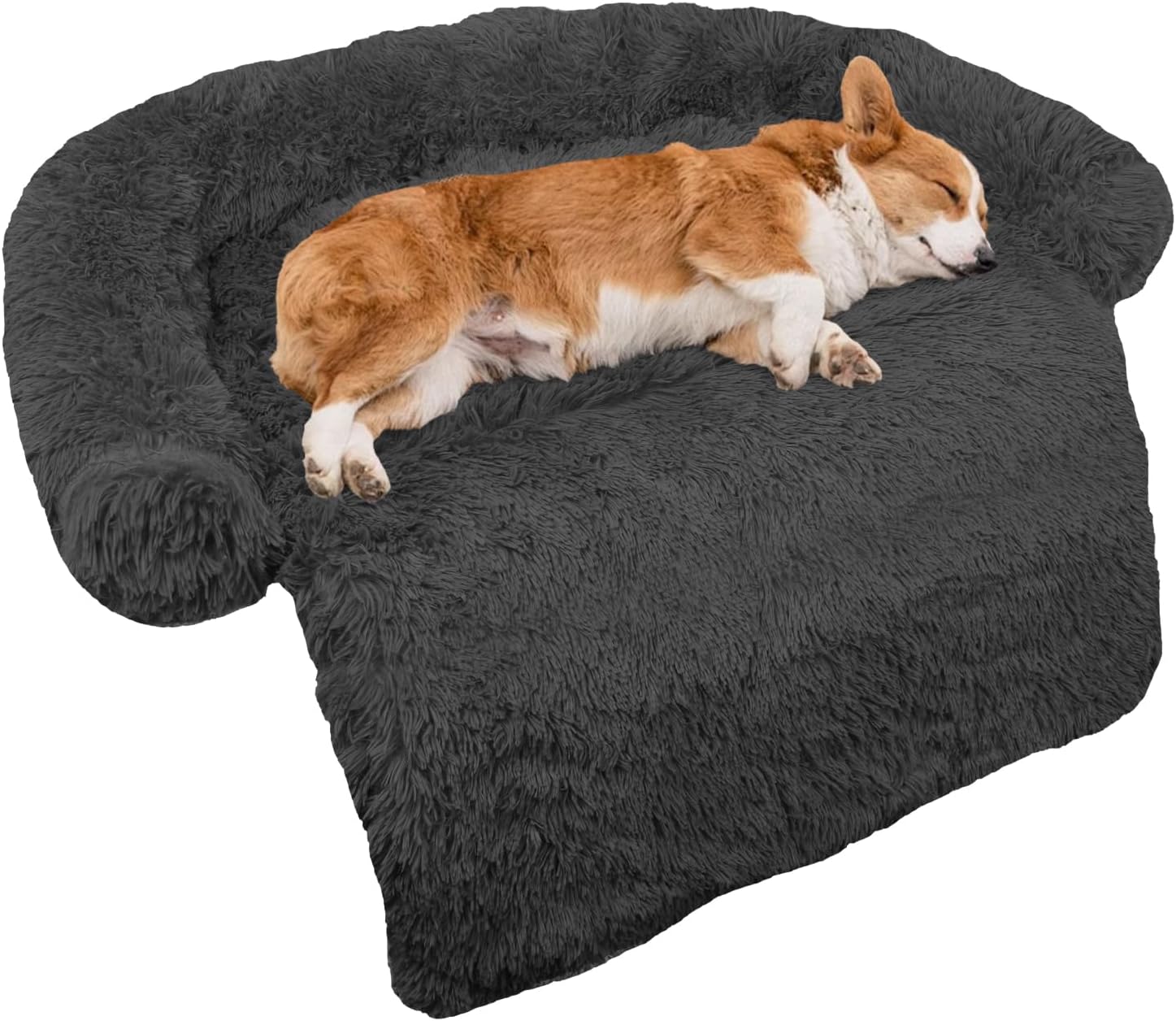 GGIB Cooling Dog Bed Mat with Bolster Pillow Washable Dog Couch Cover Breathable Summer Pet Couch Bed Protector Indoor(Large, Cooling Grey)
