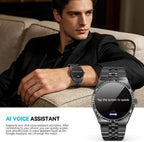 Luxury Smart Watch with Bluetooth Calls, Heart Rate/Blood Pressure/Blood Oxygen/Sleep Monitor, 1.32" AMOLED Display, 160+ Sports Modes, IP68 Waterproof, Compatible with iOS Android for Men Women Black