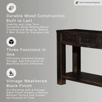 Signature Design by Ashley Gavelston Sofa Table, Couch Table with Drawers & Shelf, Hand-Finished Wood Console for Living Room or Entryway, Weathered Black