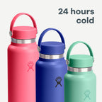 Hydro Flask Water Bottle - Insulated Stainless Steel - Wide Mouth Flex Lid, Non Spill, Leakproof and Refillable in 40 Oz Mermaid Green