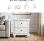 Signature Design by Ashley Fortman White Nightstand, 2 Drawer Storage, Hardwood Solids and MDF Construction, Traditional Wood Bedside Table, 25" W