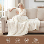 Westinghouse Electric Blanket Heated Throw, Super Cozy Luxury Polyester with 6 Heating Levels & 2-10 Hours Auto Off, Fast Heating & Overheat Protection, 50x60 Inch, Beige