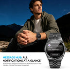 Luxury Smart Watch with Bluetooth Calls, Heart Rate/Blood Pressure/Blood Oxygen/Sleep Monitor, 1.32" AMOLED Display, 160+ Sports Modes, IP68 Waterproof, Compatible with iOS Android for Men Women Black