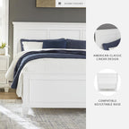 Signature Design by Ashley Fortman Transitional California King Panel Bed with Tapered Feet, Foundation or Box Spring Needed, White