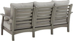 Signature Design by Ashley Visola 80"W 3-Seat Outdoor Patio Sofa, HDPE Wood Look, Couch with Performance Cushions for Deck Furniture, Gray