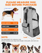 Waterproof Dog Backpack Carrier for Medium Dogs Under 30 lb, Grey | 4-Layer Protection, Adjustable Dog Hiking Backpack with Storage Pockets, Reflective Strips, Non-Slip Handle for Travel