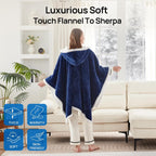 Westinghouse Wearable Heated Throw Blanket, Electric Heated Wrap Poncho Shawl with Pockets, 6 Heating Levels & 2-10 Auto Shut-Off, 50 x 60 Inch, Gift for Family, Friends, Machine Washable, Navy
