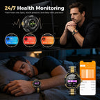 SOUYIE SW-7 Lux Smart Watch for Men, High-Gloss Ceramic Bezel & Two-Tone Steel, 1.43" AMOLED Display, AI GPT Voice Assistant, Bluetooth Calls, Health Monitor, 100+ Sports Modes, Compatible iOS Android
