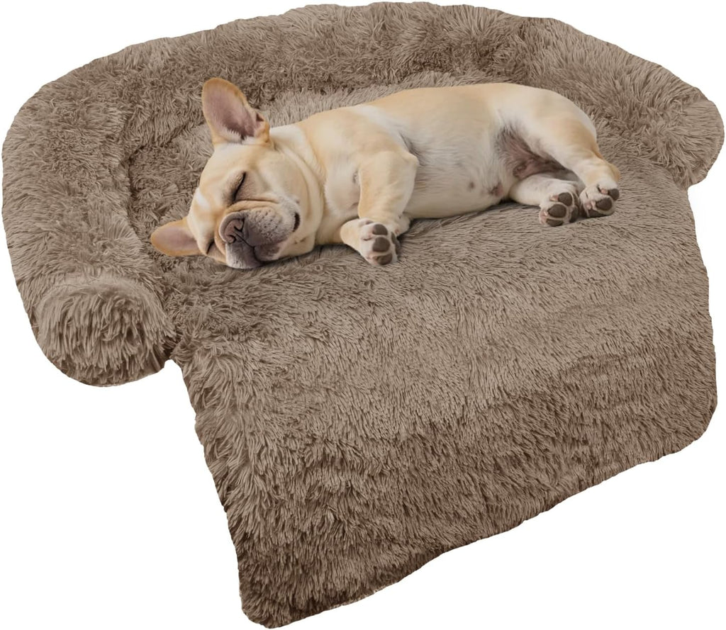 GGIB Cooling Dog Bed Mat with Bolster Pillow Washable Dog Couch Cover Breathable Summer Pet Couch Bed Protector Indoor(Large, Cooling Grey)