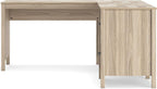 Signature Design by Ashley Battelle Scandinavian 60" Home Office Desk with Return, Drawer and Cabinet, Light Brown