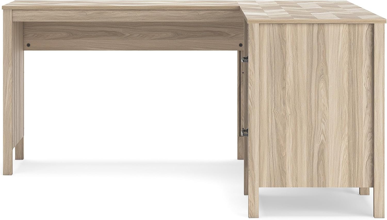 Signature Design by Ashley Battelle Scandinavian 60" Home Office Desk with Return, Drawer and Cabinet, Light Brown