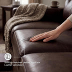 Signature Design by Ashley Santorine Transitional Tufted Leather Match Sofa, Dark Brown