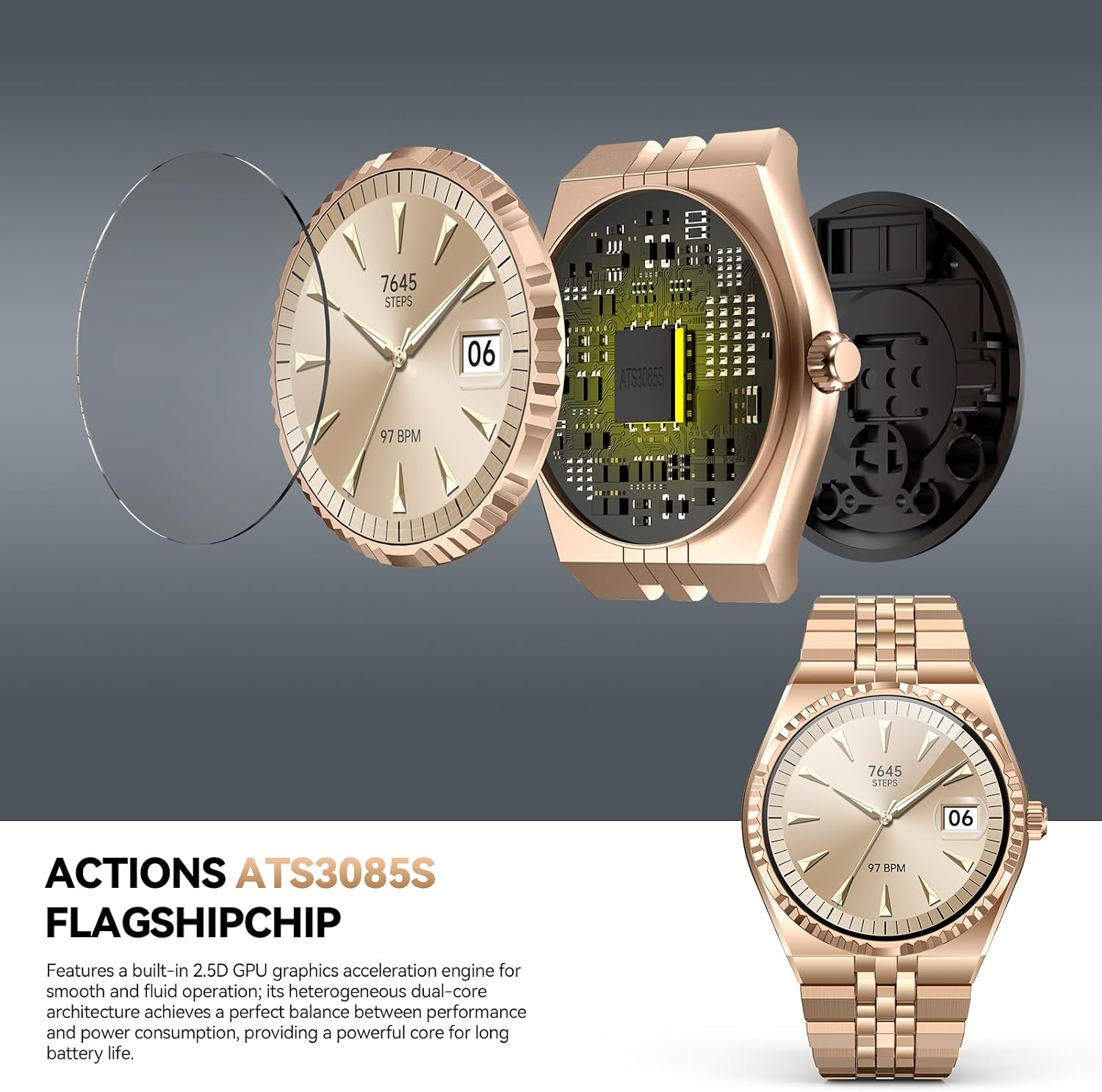Business Luxury Smartwatch, 1.32" AMOLED HD Screen, Bluetooth 5.4 Calls, Stainless Steel Strap, 160+ Sports Modes, Fitness Watch with Heart Rate/SpO2/Sleep/Blood Pressure Monitor, iOS and Android Gold