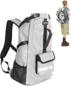 Waterproof Dog Backpack Carrier for Medium Dogs Under 30 lb, Grey | 4-Layer Protection, Adjustable Dog Hiking Backpack with Storage Pockets, Reflective Strips, Non-Slip Handle for Travel