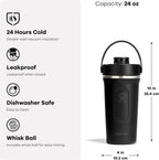 Hydro Flask Shaker Bottle – Insulated Stainless Steel Gym Bottle for Pre Workout & Protein 24 Oz Trillium Pink