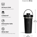 Hydro Flask Shaker Bottle – Insulated Stainless Steel Gym Bottle for Pre Workout & Protein 24 Oz Agave Green