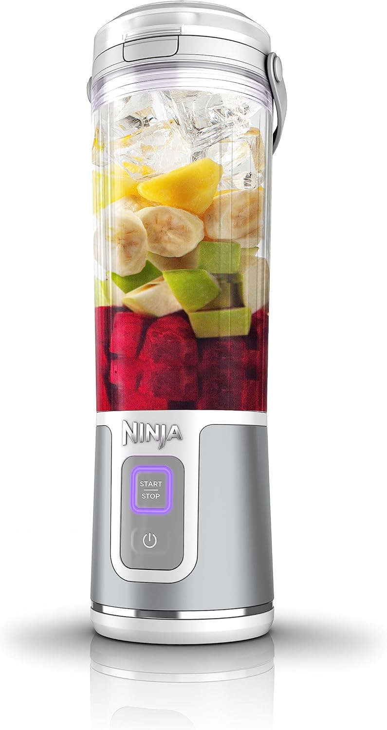 Ninja BC151WH Blast Portable Blender, Cordless, 18oz. Vessel, Personal Blender-for Shakes & Smoothies, BPA Free, Leakproof-Lid & Sip Spout, USB-C Rechargeable, Dishwasher Safe Parts, White