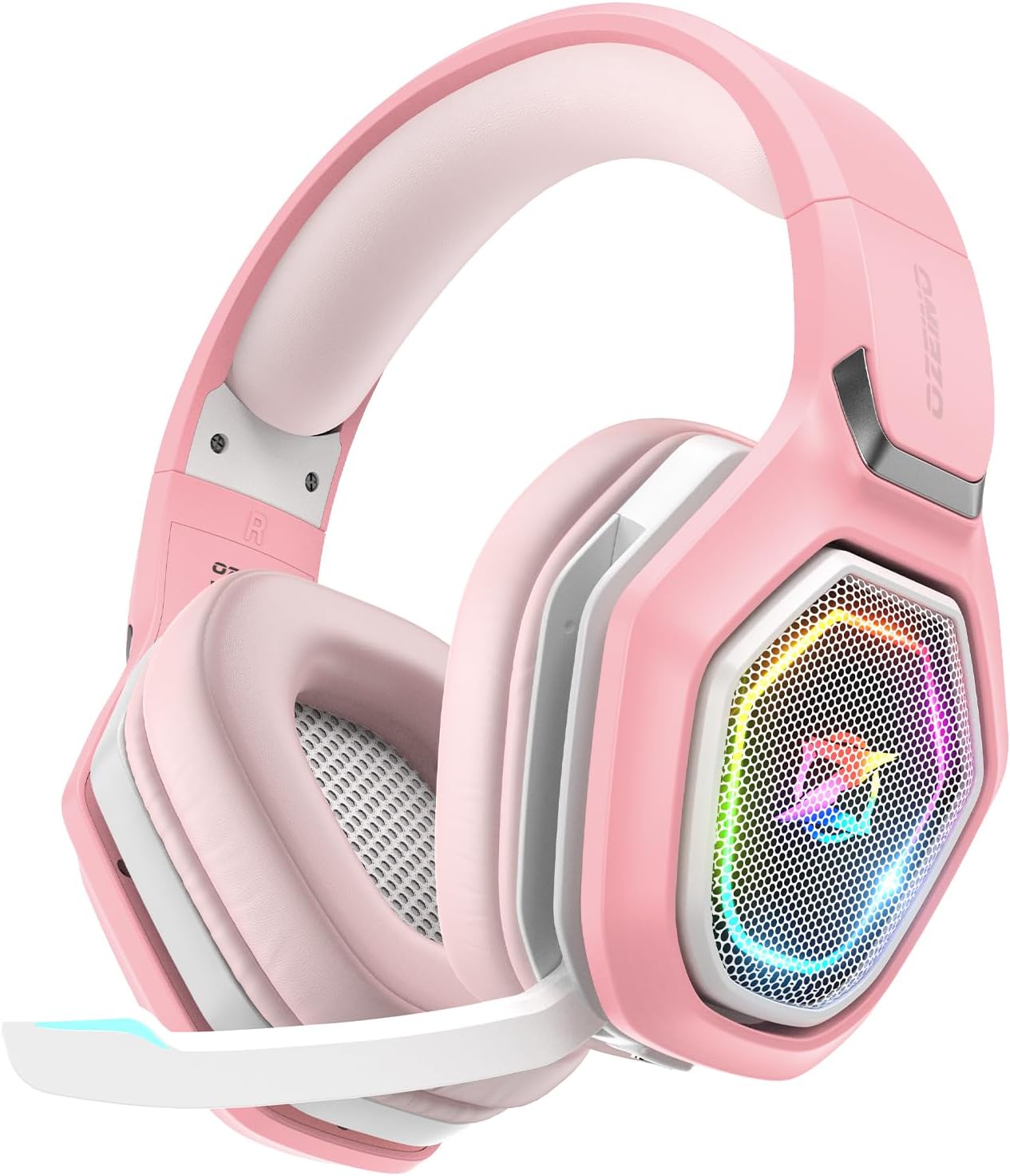 Ozeino 2.4GHz Wireless Gaming Headset with Microphone, 2.4G USB & Type C Transmitter - 30h Battery Life - RGB Lighting Gaming Headphones for PS5, PS4, PC, Phone