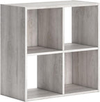 Signature Design by Ashley 4 Cube Storage Organizer, Paxberry Coastal Chic Bookshelf, Engineered Wood Shelving for Bedroom or Living Room, Whitewash, 24" W x 12" D x 24" H