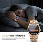 Business Luxury Smartwatch, 1.32" AMOLED HD Screen, Bluetooth 5.4 Calls, Stainless Steel Strap, 160+ Sports Modes, Fitness Watch with Heart Rate/SpO2/Sleep/Blood Pressure Monitor, iOS and Android Gold