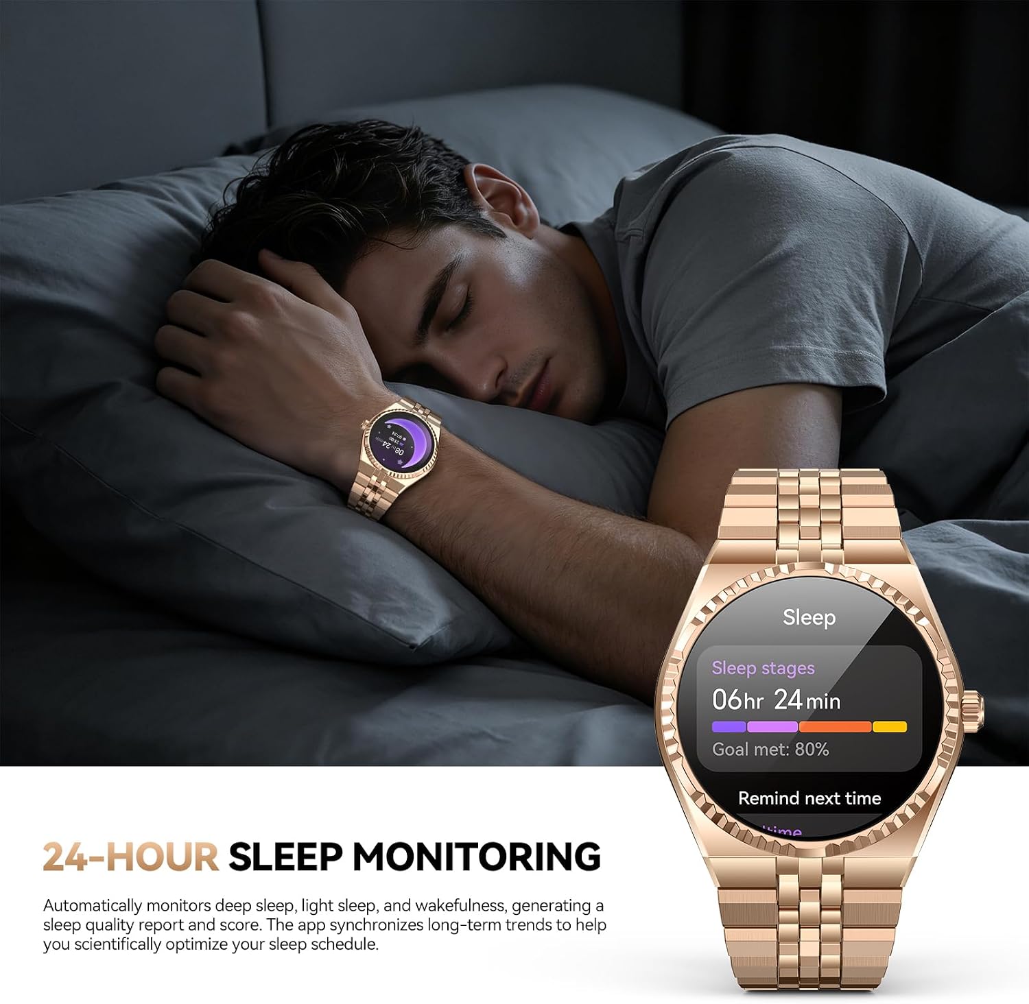 Business Luxury Smartwatch, 1.32" AMOLED HD Screen, Bluetooth 5.4 Calls, Stainless Steel Strap, 160+ Sports Modes, Fitness Watch with Heart Rate/SpO2/Sleep/Blood Pressure Monitor, iOS and Android Gold