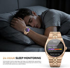 Business Luxury Smartwatch, 1.32" AMOLED HD Screen, Bluetooth 5.4 Calls, Stainless Steel Strap, 160+ Sports Modes, Fitness Watch with Heart Rate/SpO2/Sleep/Blood Pressure Monitor, iOS and Android Gold