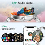 Smart Watches for Women, Answer/Make Call, 1.04'' AMOLED, 24H Sleep Tracker, Fitness Tracker with Heart Rate/Blood Pressure/SpO2/Stress Monitor, 100+ Sport Modes Waterproof Smartwatch for IOS/Android