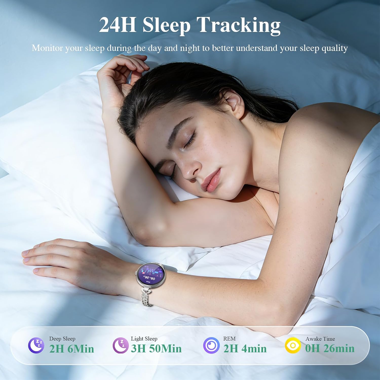 Smart Watches for Women, Answer/Make Call, 1.04'' AMOLED, 24H Sleep Tracker, Fitness Tracker with Heart Rate/Blood Pressure/SpO2/Stress Monitor, 100+ Sport Modes Waterproof Smartwatch for IOS/Android