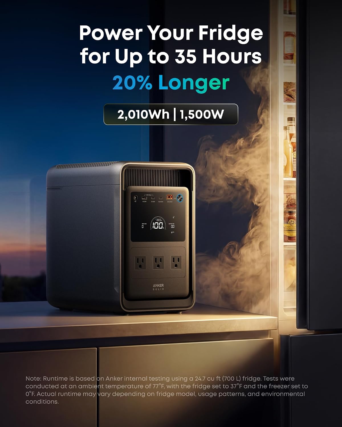 Anker SOLIX S2000 Portable Power Station, 1500W Solar Generator for Home Use, Up to 35-Hr Fridge Backup, 2,010Wh LFP Battery for Emergencies, Power Outages, Camping (Solar Panel Optional)