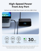 Anker Nano Charging Station, 100W 7-in-1 Power Strip, Retractable Charger | 2.3ft InstaCord Cable, Gaming Desk Accessories for Multiple Devices, 3 AC, 3 USB C, 1 USB A, MacBook Charger, Home Office