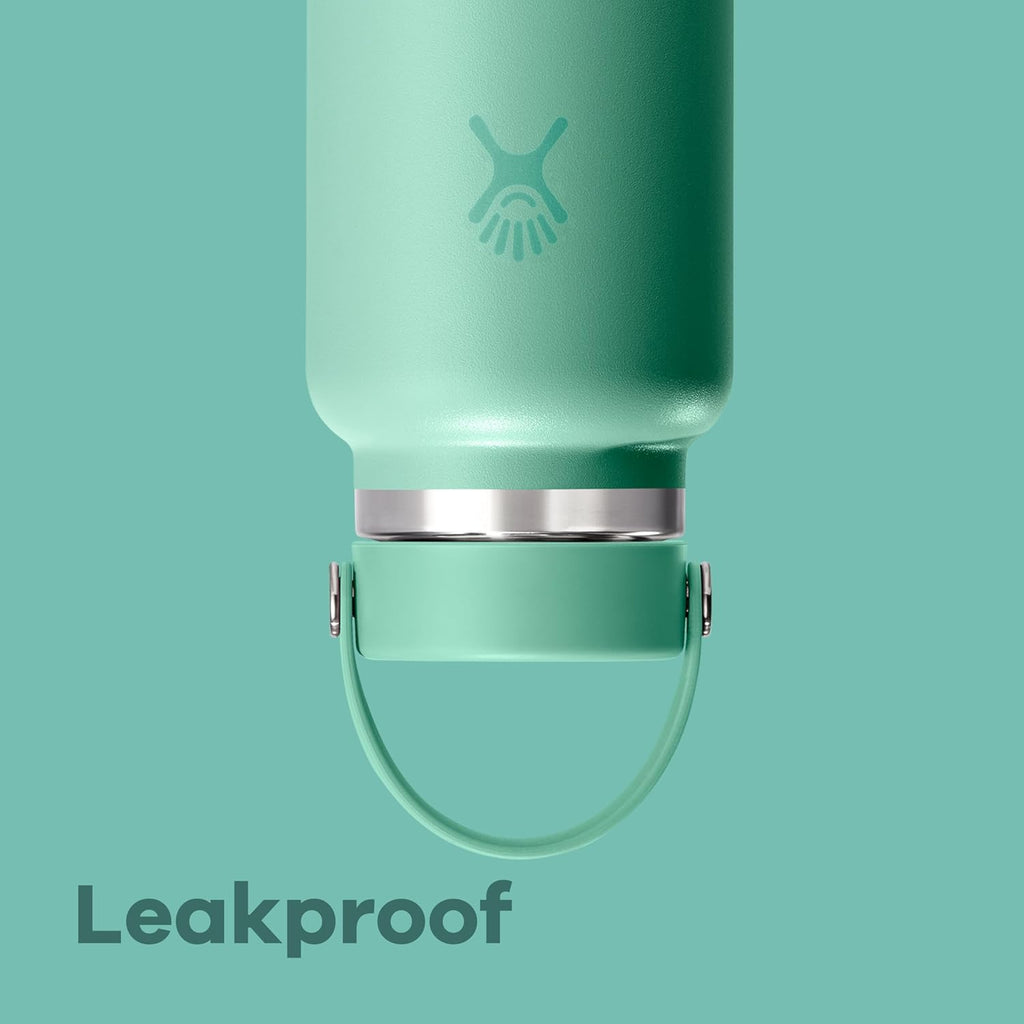 Hydro Flask Water Bottle - Insulated Stainless Steel - Wide Mouth Flex Lid, Non Spill, Leakproof and Refillable in 40 Oz Mermaid Green