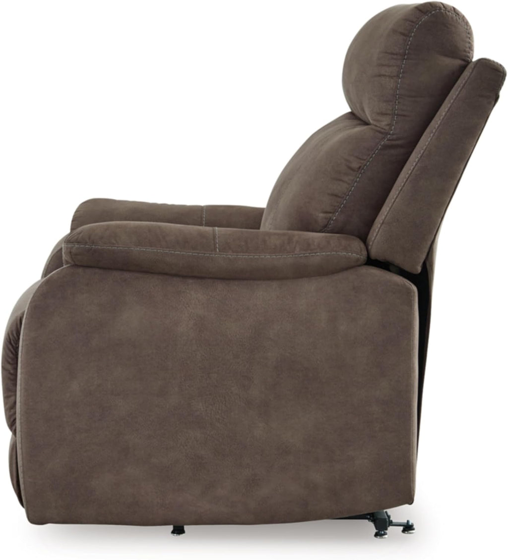 Signature Design by Ashley Crestmeade Modern Dual Motor Power Lift Recliner with Adjustable Backrest, USB Ports, Heat and Massage Function, Dark Brown
